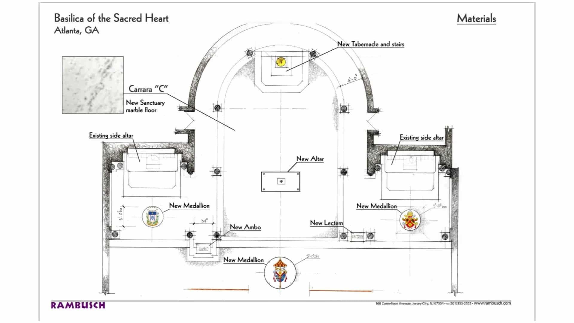 A floor plan illustration showing new features in the front of a church
